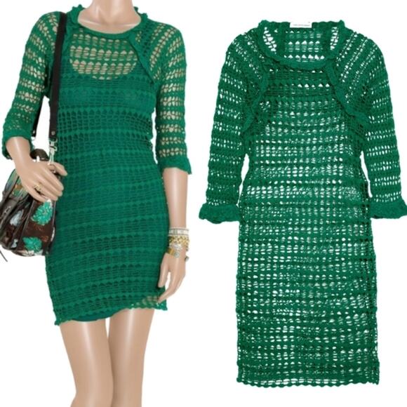 Etoile Isabel Marant emerald green crochet cover-up size US 10 FR 42 - Picture 1 of 4